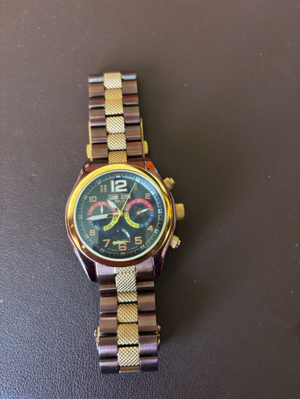 Two-Tone Men's Chronograph Watch - Black & Gold Dial